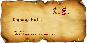 Kaposy Edit névjegykártya